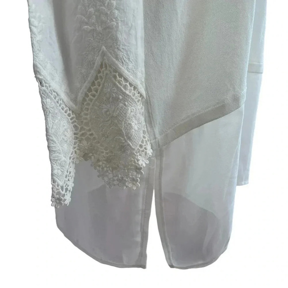 PATRIZIA LUCA MILANO long embroidered sleeve sheer waist - cream top size XL - Picture 4 of 14